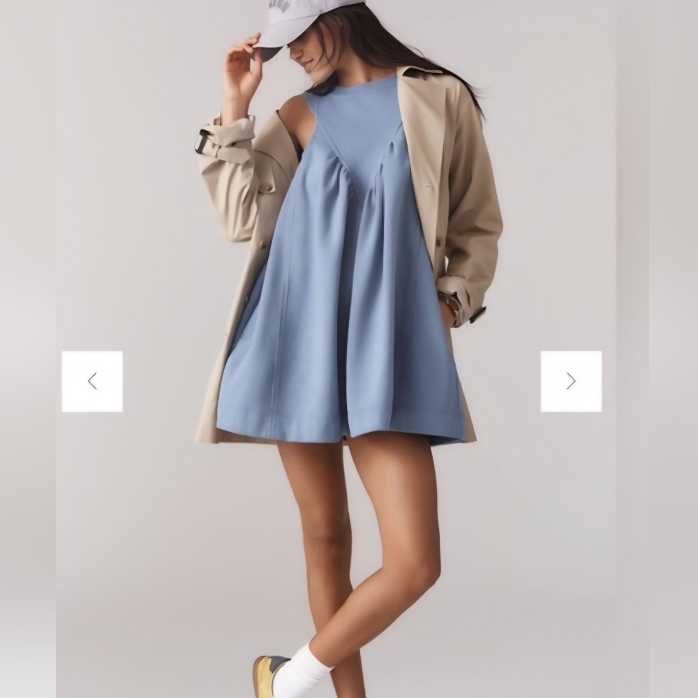 Anthropologie Daily Practice Halter Denim Blue Cutout Mini Dress